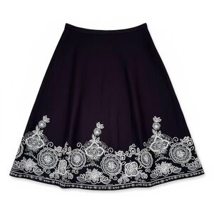 Boden brown wool blend embroidered midi skirt